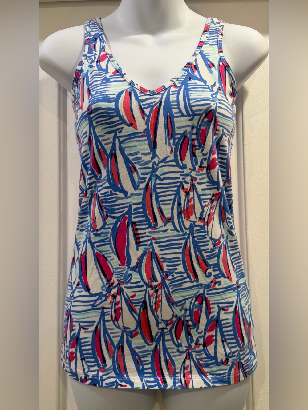 Lilly Pulitzer Tabbie Sailboat ⛵️ Tank Top Size Small